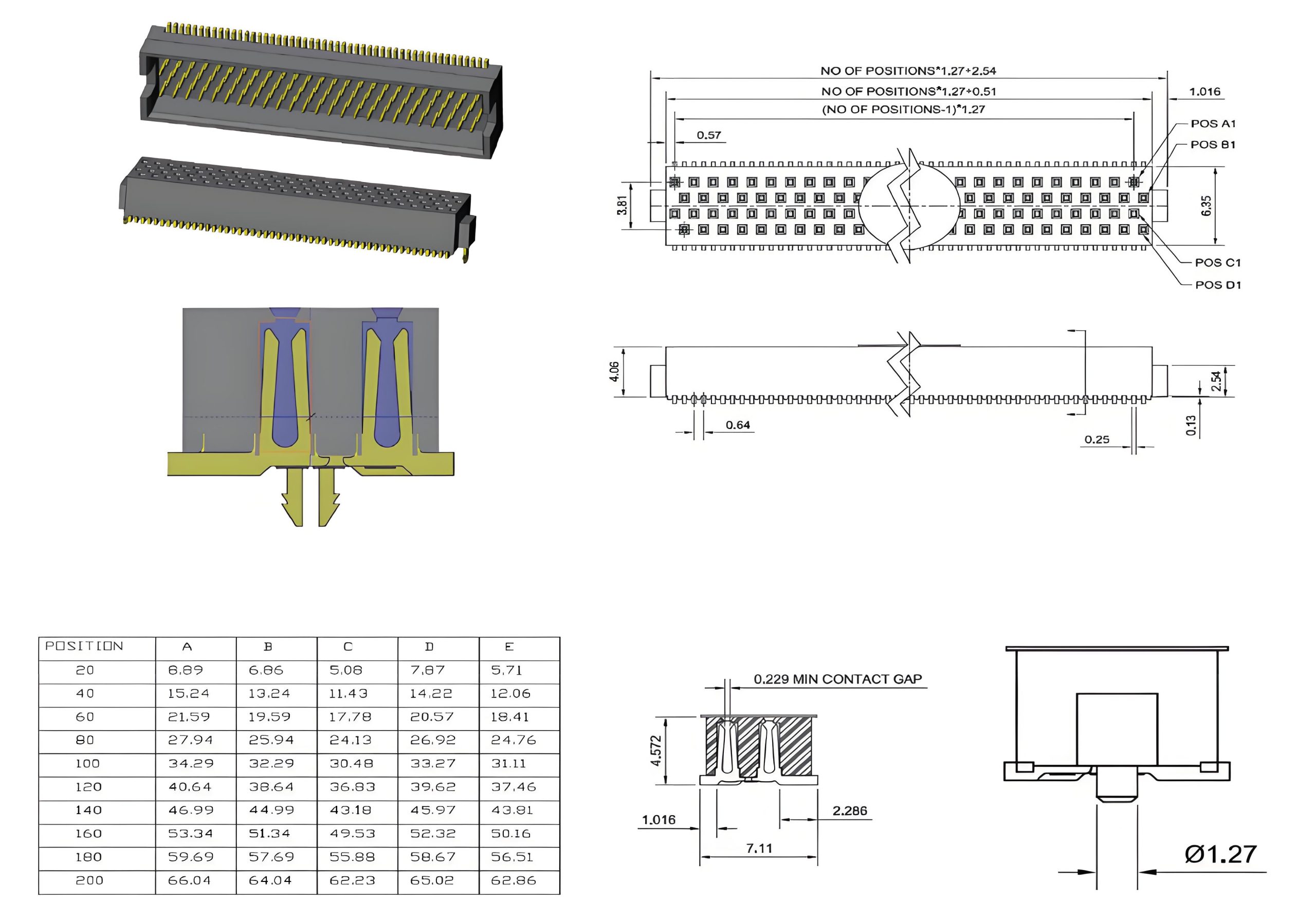 Four-Row Series-1.27mm - 1.27mm pitch socket